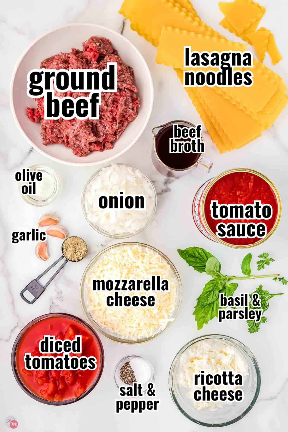 individual ingredients for a recipe with text overlay labeling them
