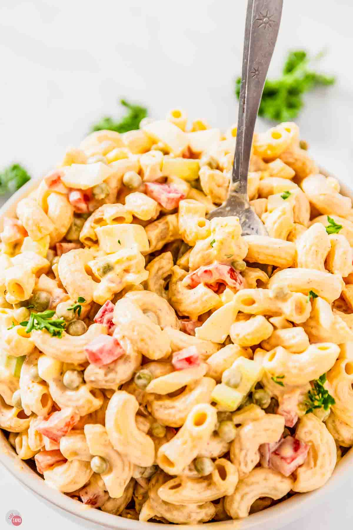 close up of southern macaroni salad