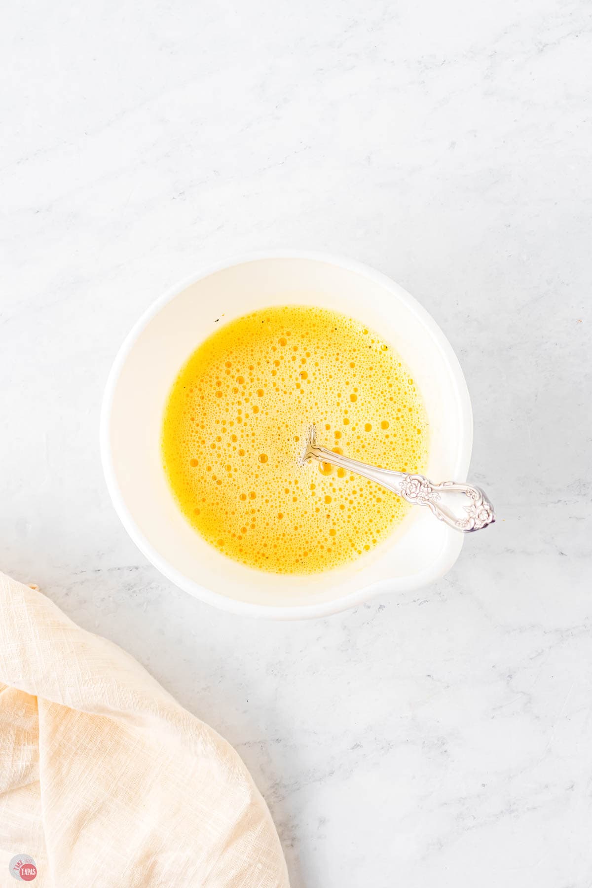 whipped eggs in a bowl