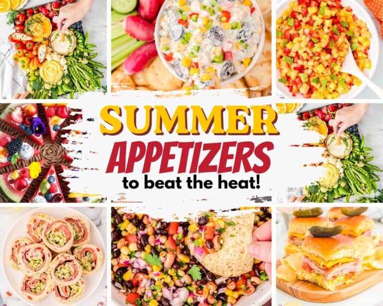 Pinterest pin image for a collection of summer appetizers