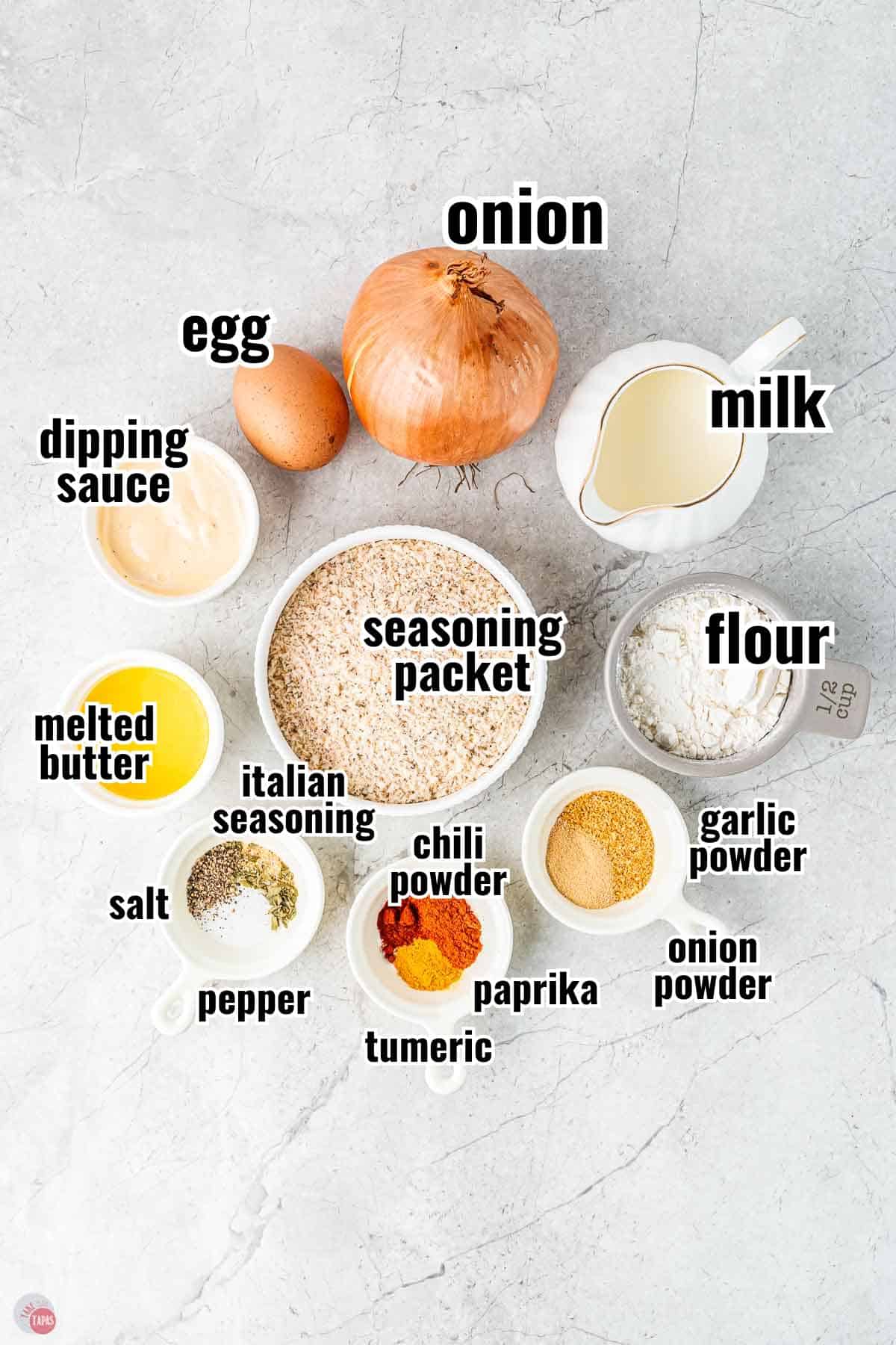 individual ingredients for a recipe with text overlay labeling them
