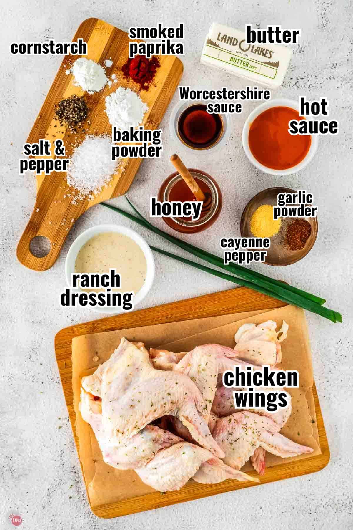 individual ingredients for a recipe with text overlay labeling them