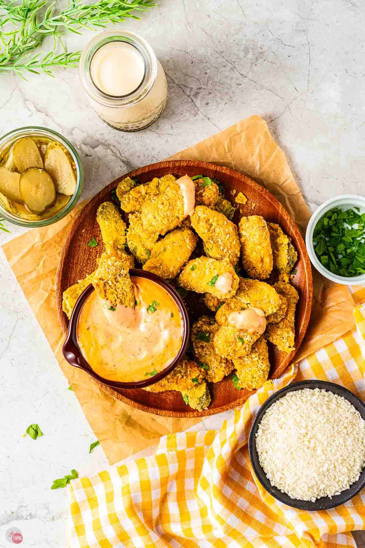 plate of fried pickled made in the air fryer
