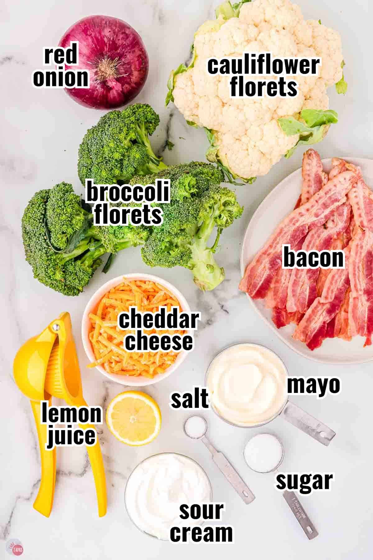 individual ingredients for a recipe with text overlay labeling them