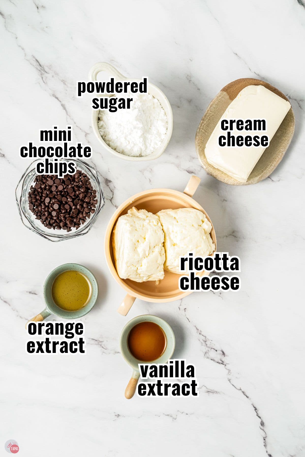 individual ingredients for a recipe with text overlay labeling them