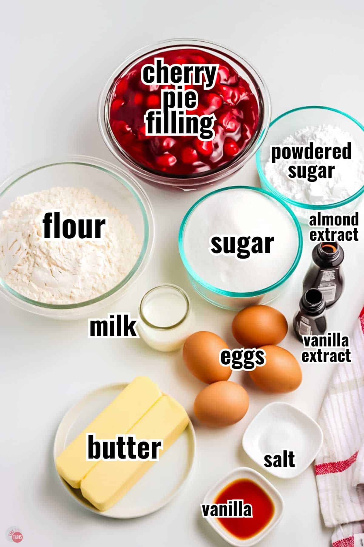 individual ingredients for a recipe with text overlay labeling them