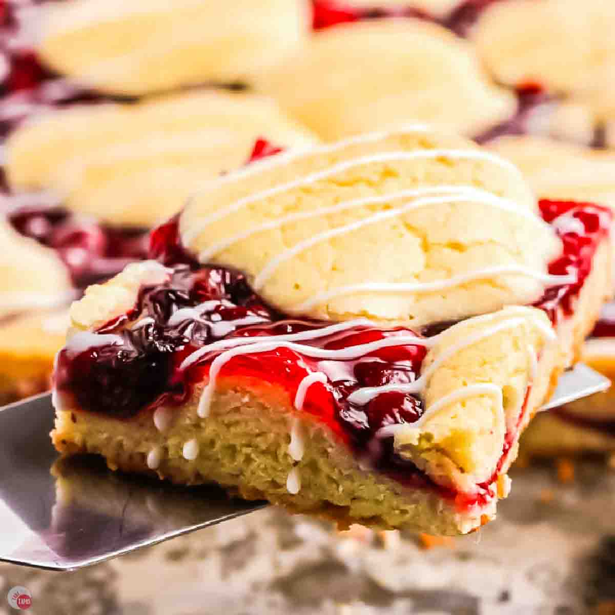 close up of a cherry pie bar