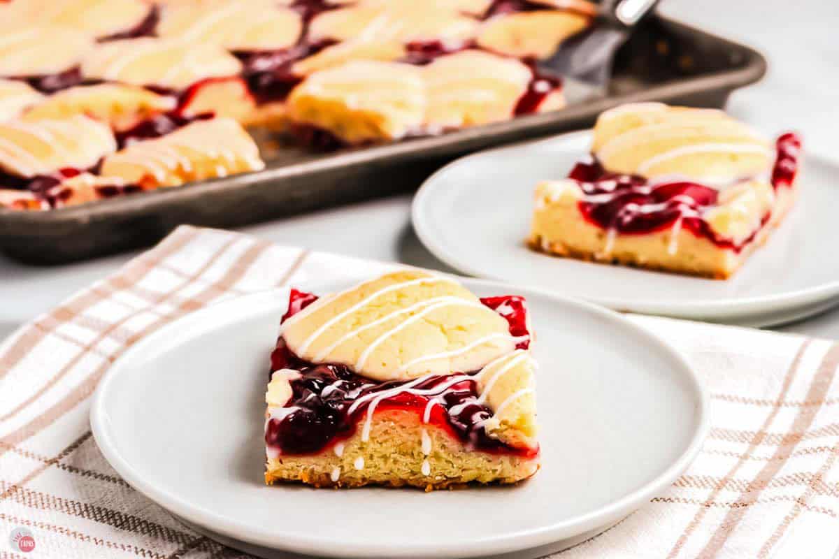 cherry pie bar on a white plate