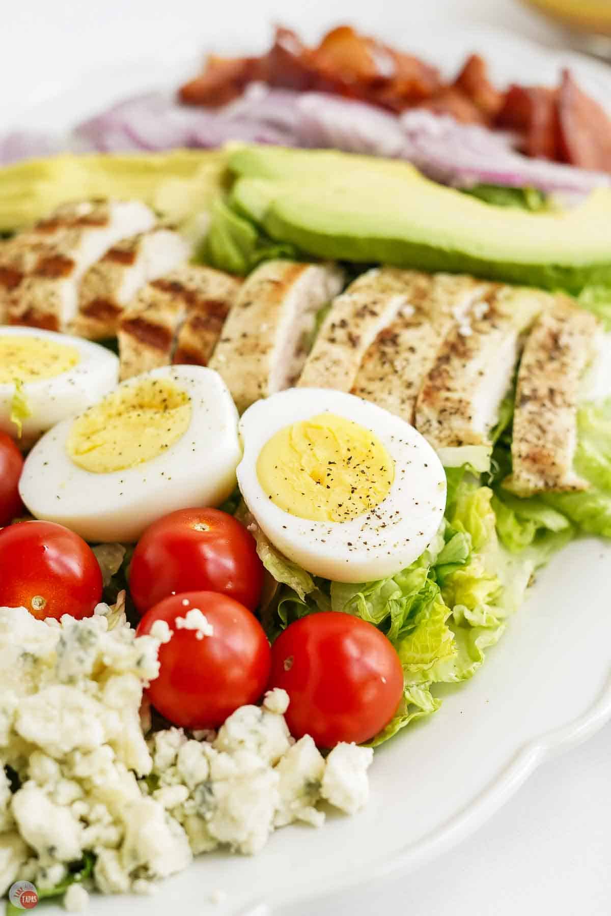 close up of Cobb salad toppings