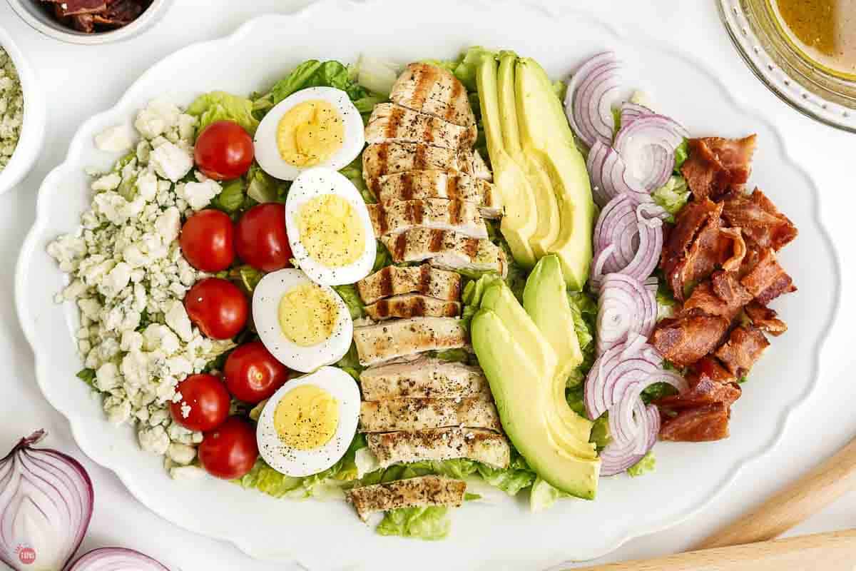 side view of salad platter
