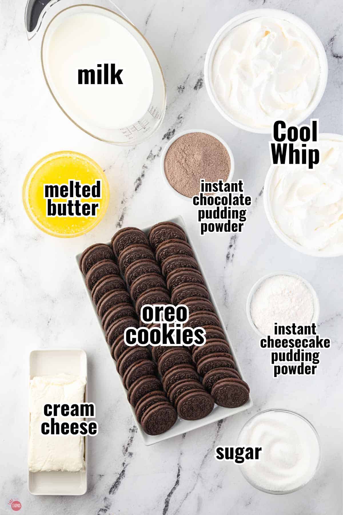 individual ingredients for a recipe with text overlay labeling them