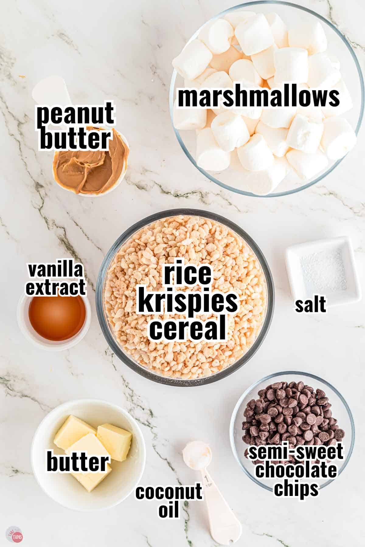 individual ingredients for a recipe with text overlay labeling them