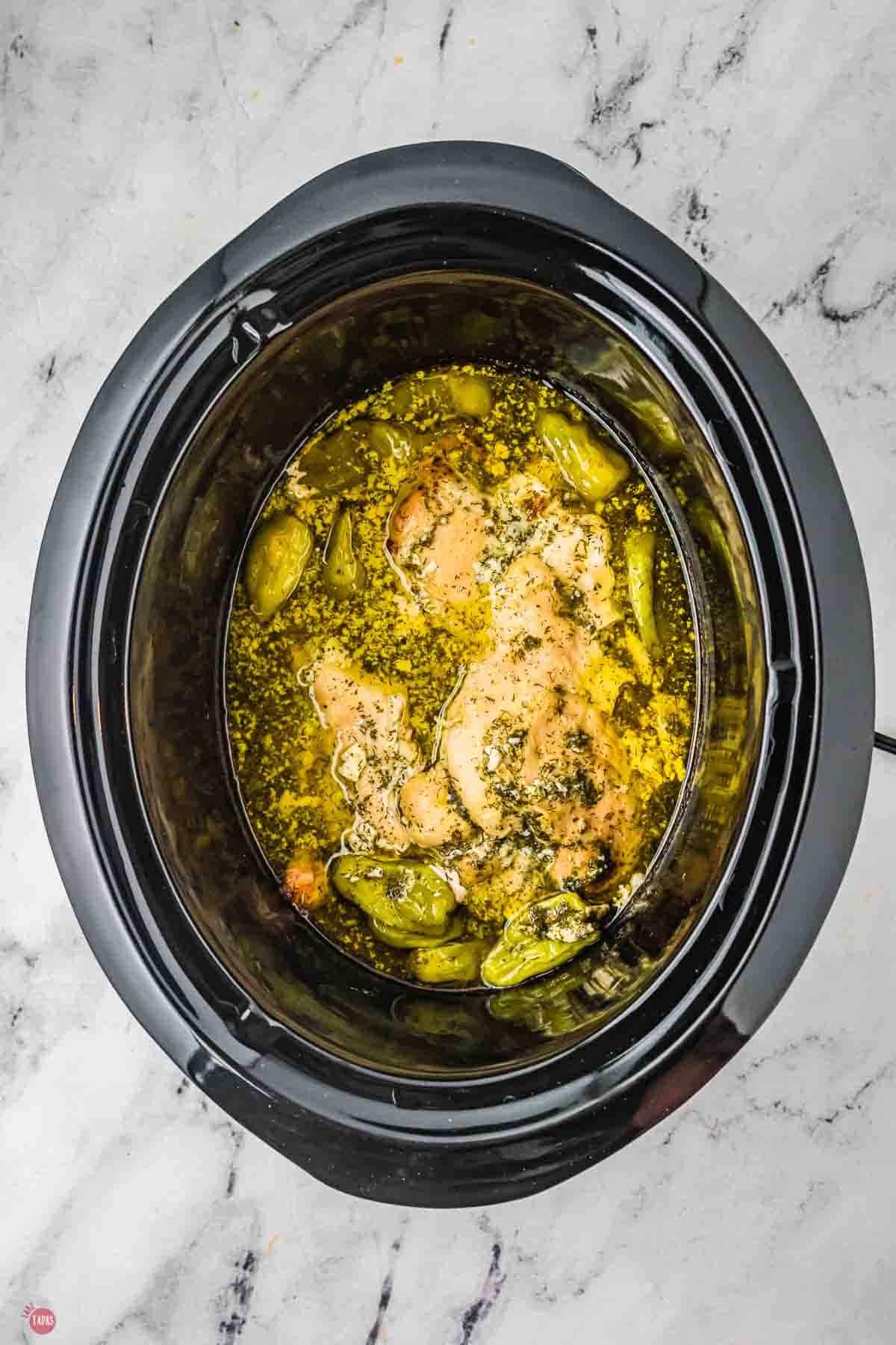 stewed chicken in a crockpot