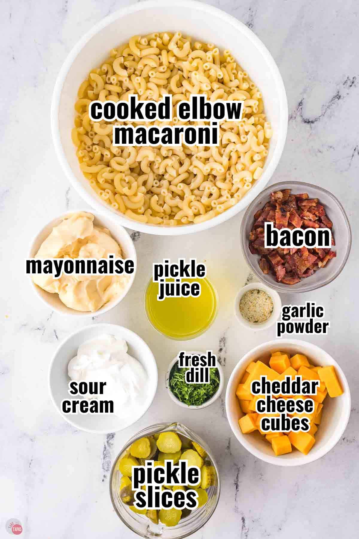 individual ingredients for a recipe with text overlay labeling them