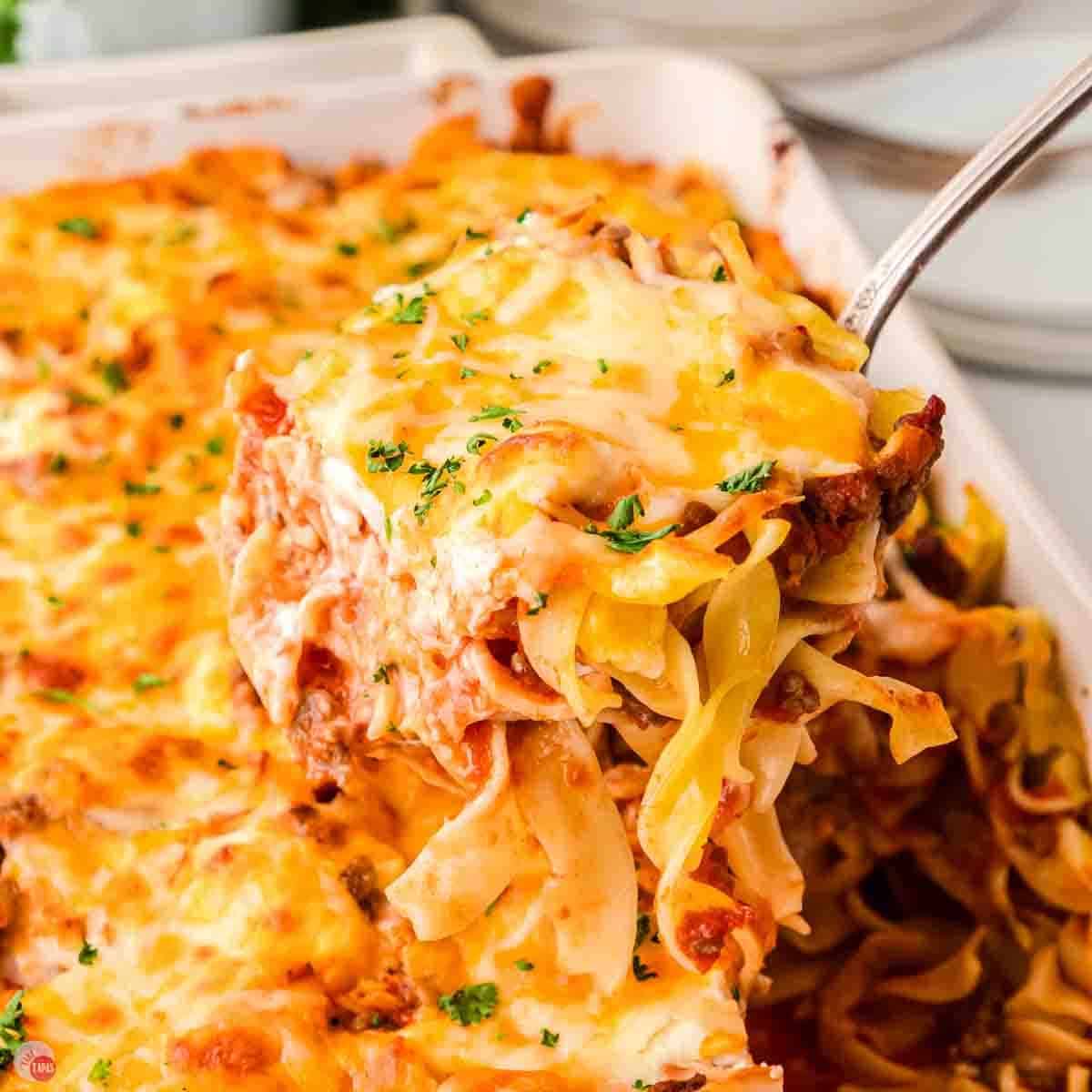 beef casserole from grandma's recipe with egg noodles