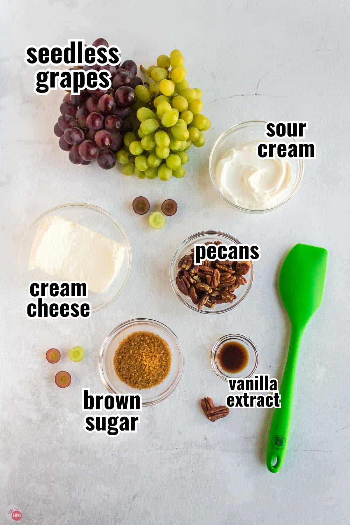 individual ingredients for a recipe with text overlay labeling them
