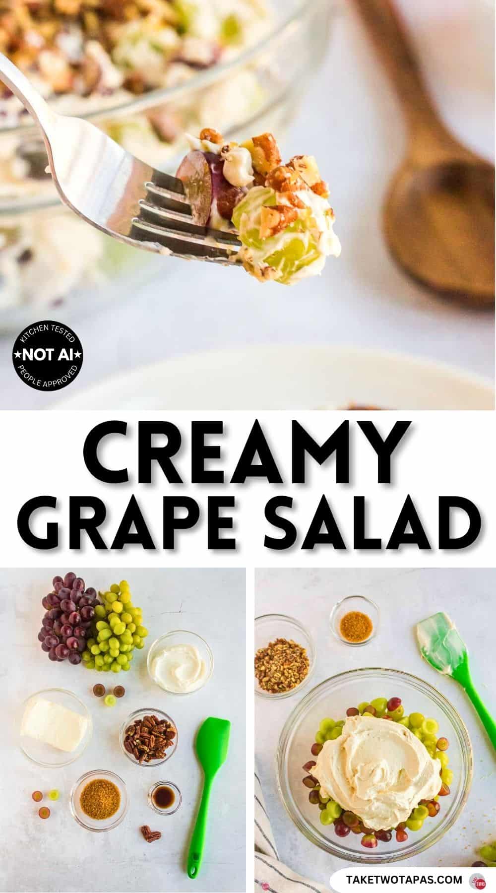 Pinterest pin image for a creamy grape salad recipe