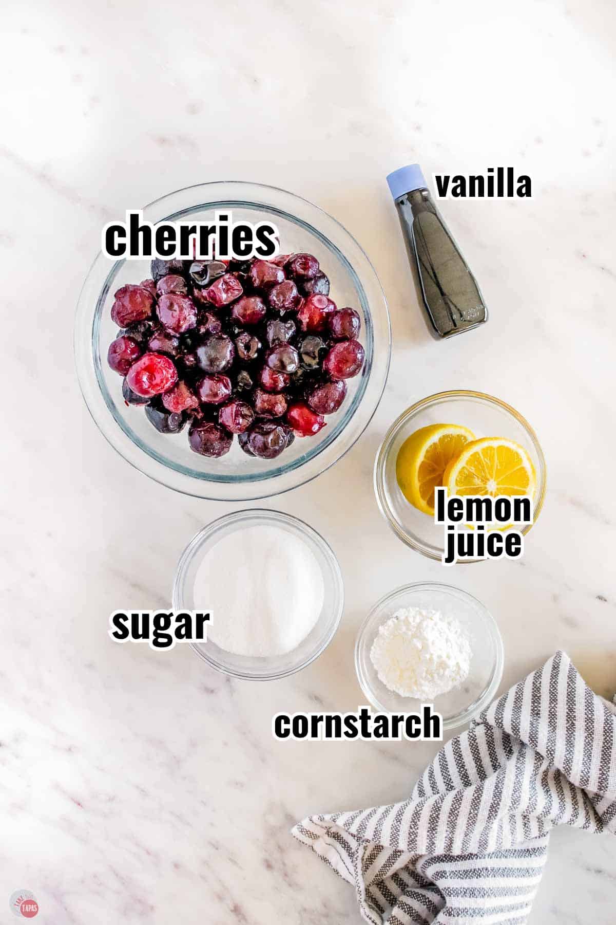 individual ingredients for a recipe with text overlay labeling them