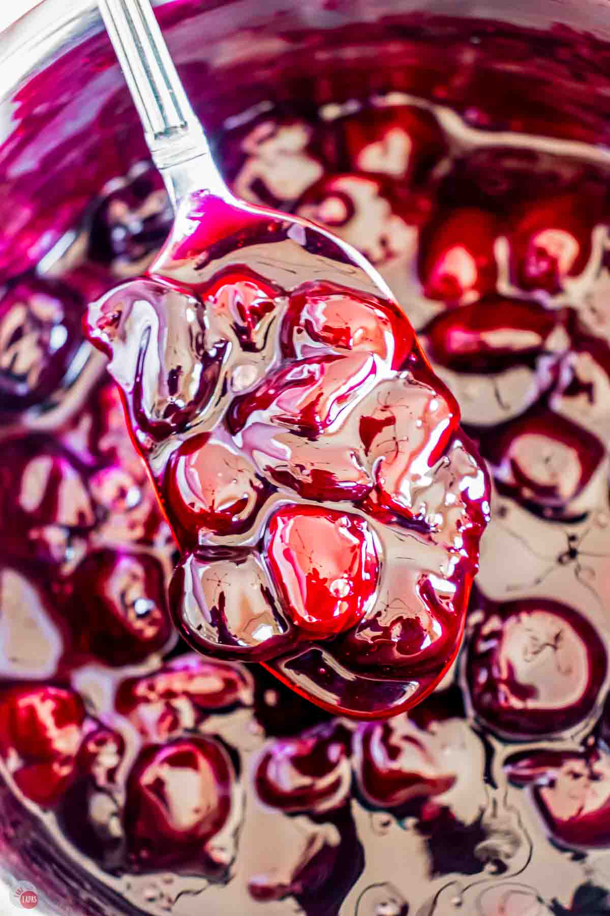 spoon of cherry pie filling