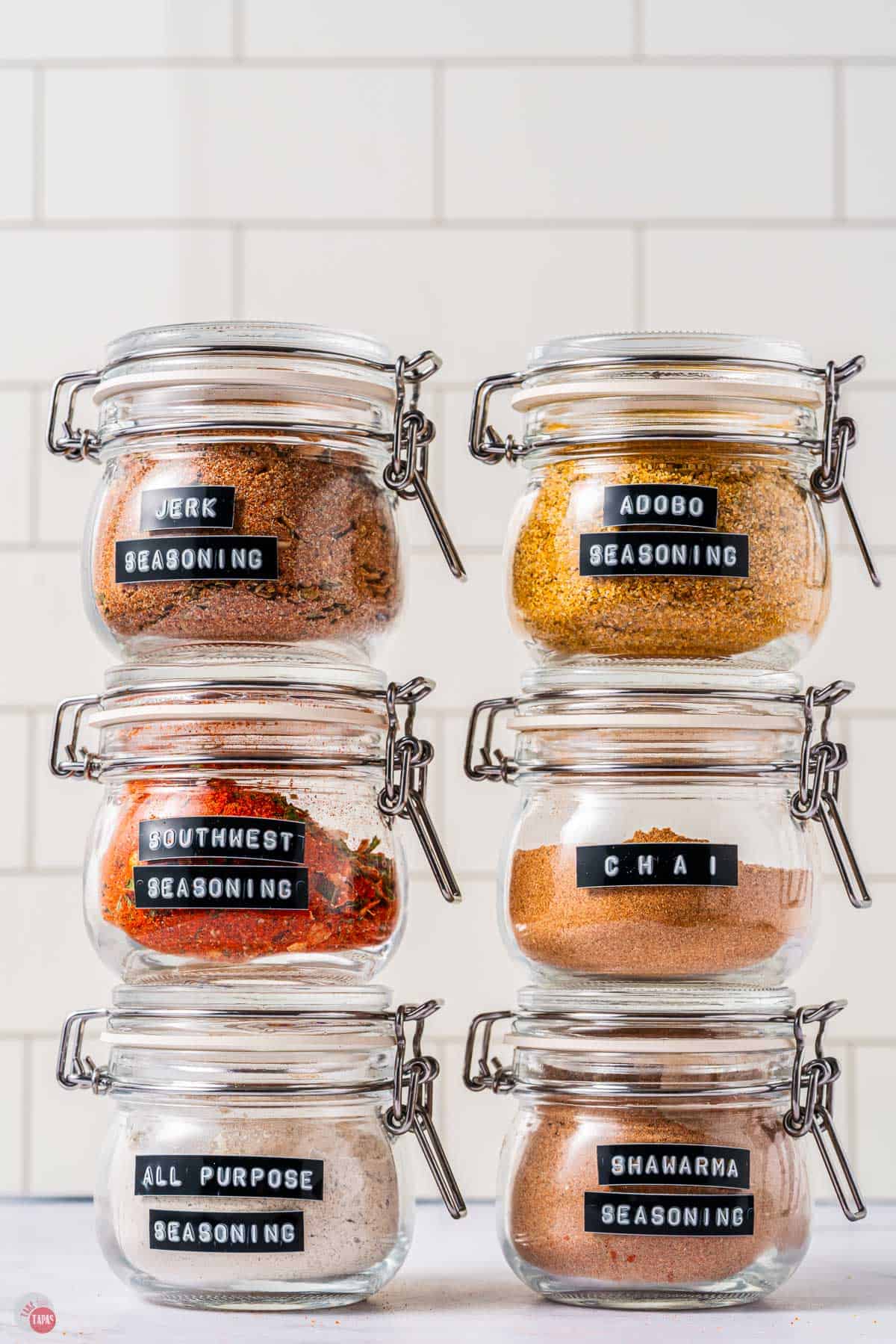 jars of individual spice mixes