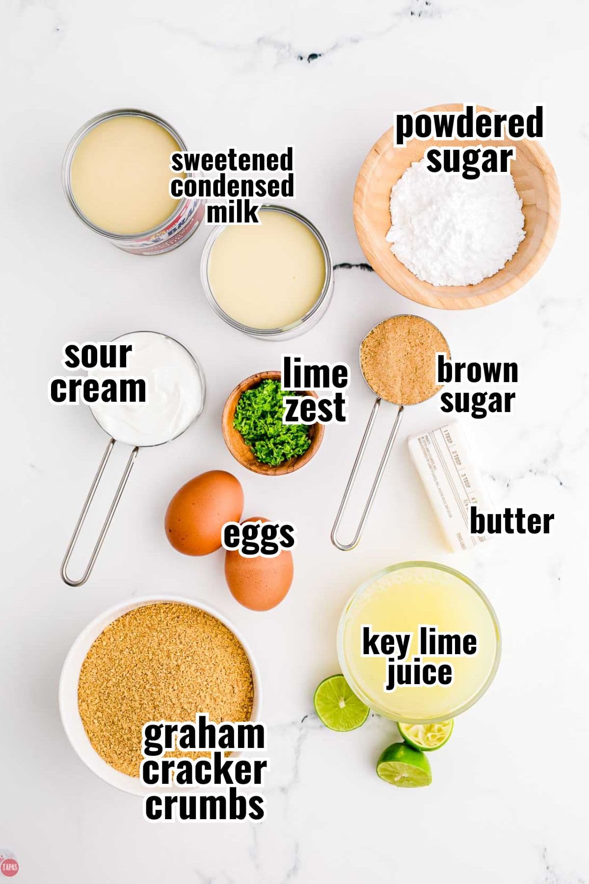 individual ingredients for a recipe with text overlay labeling them