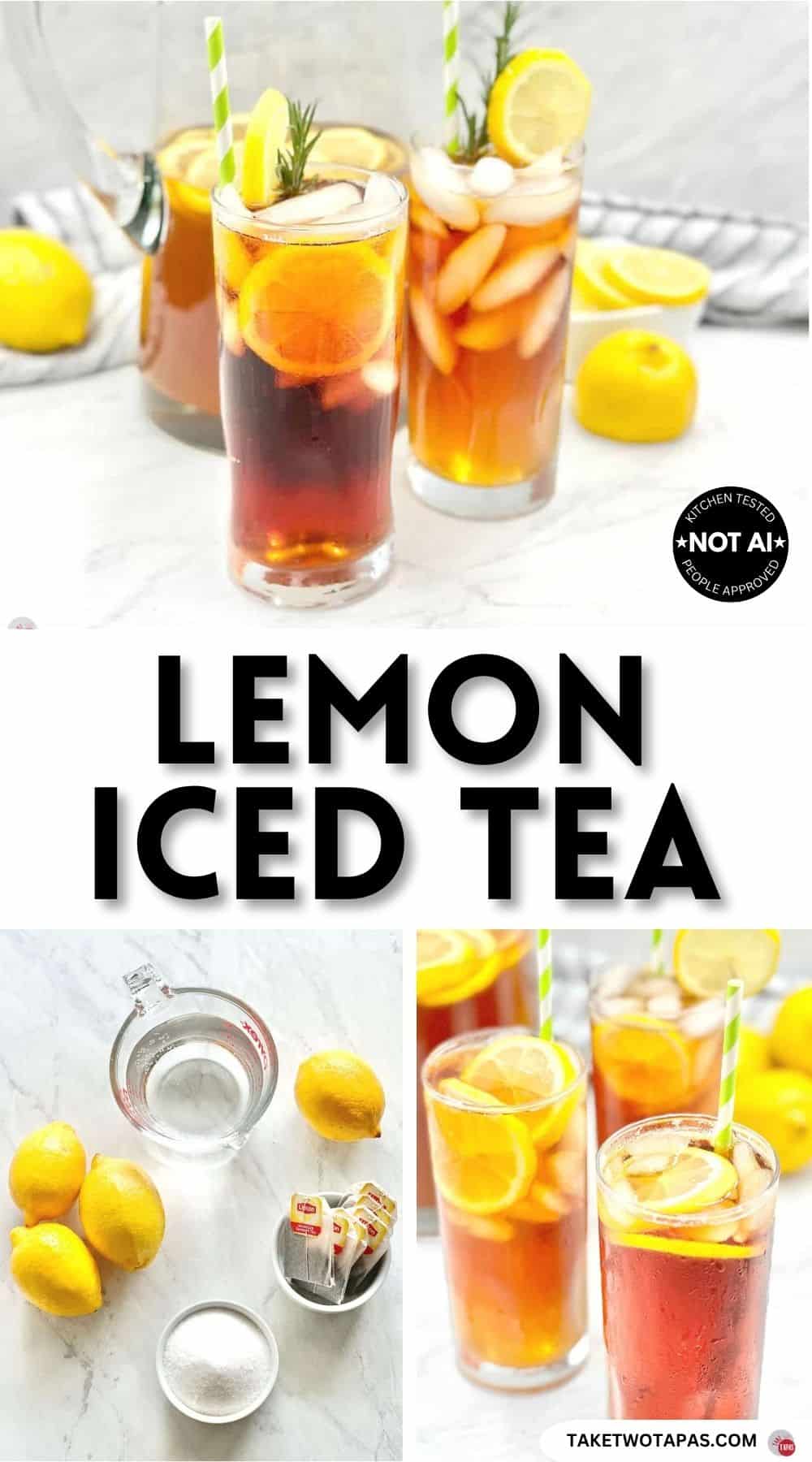 Pinterest pin image for a homemade lemon iced tea recipe