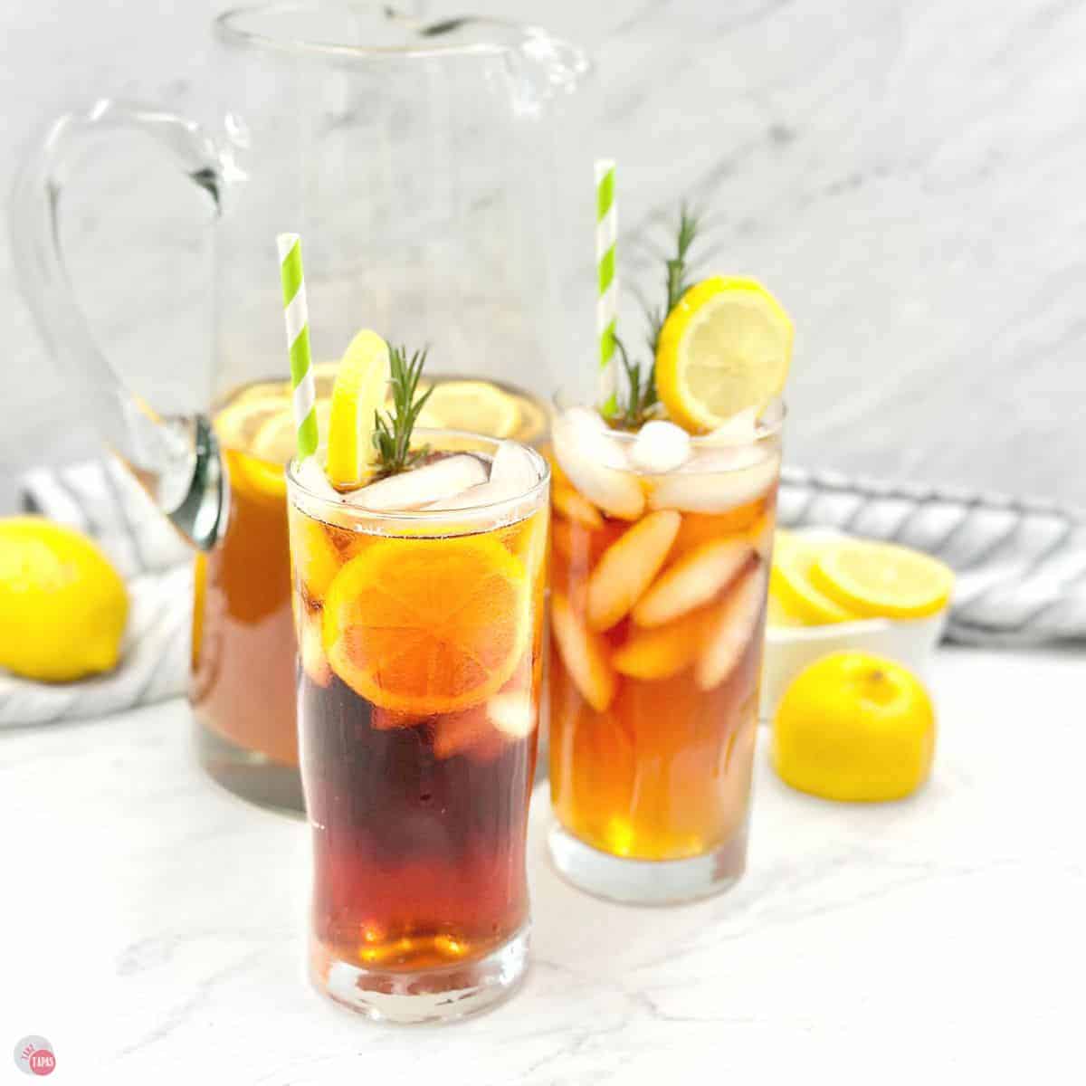 iced tea made with homemade lemon syrup