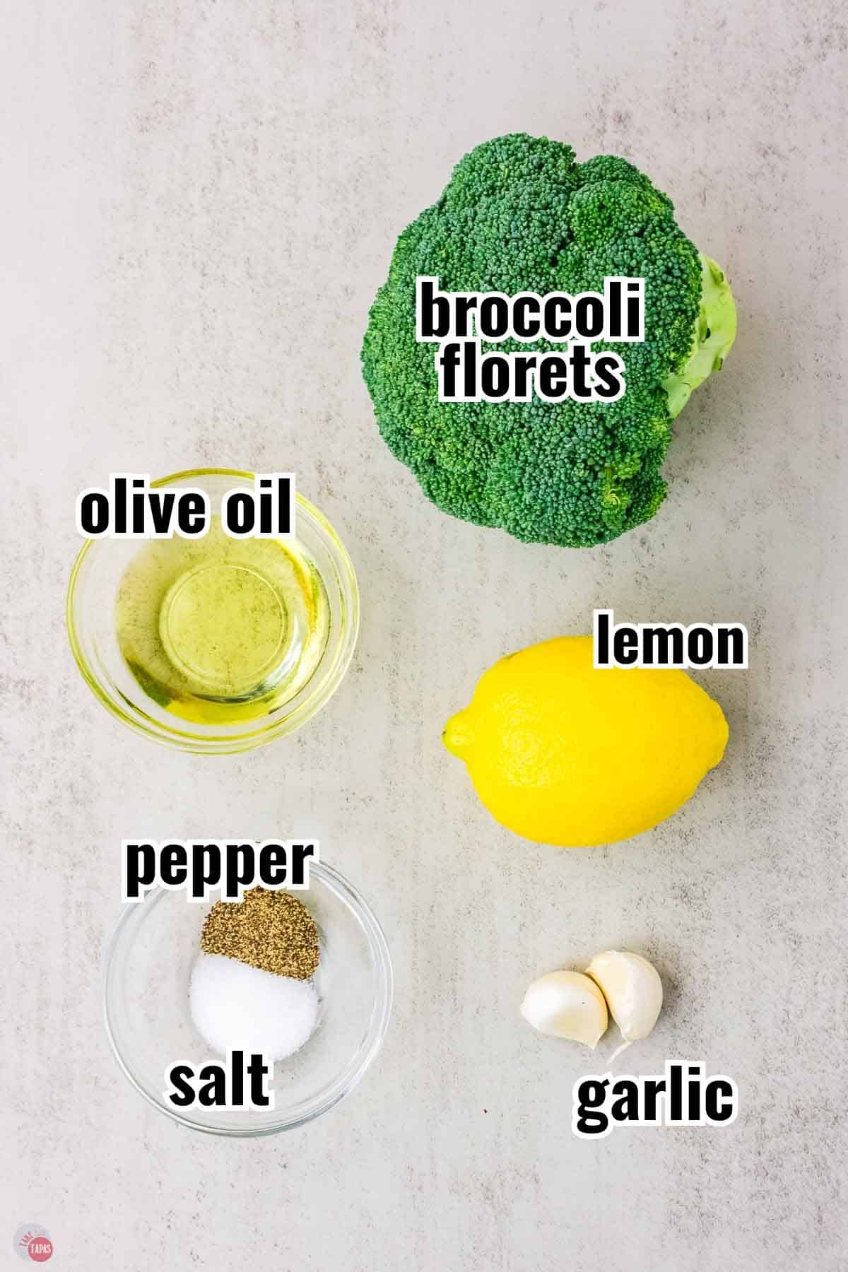 individual ingredients for a recipe with text overlay labeling them