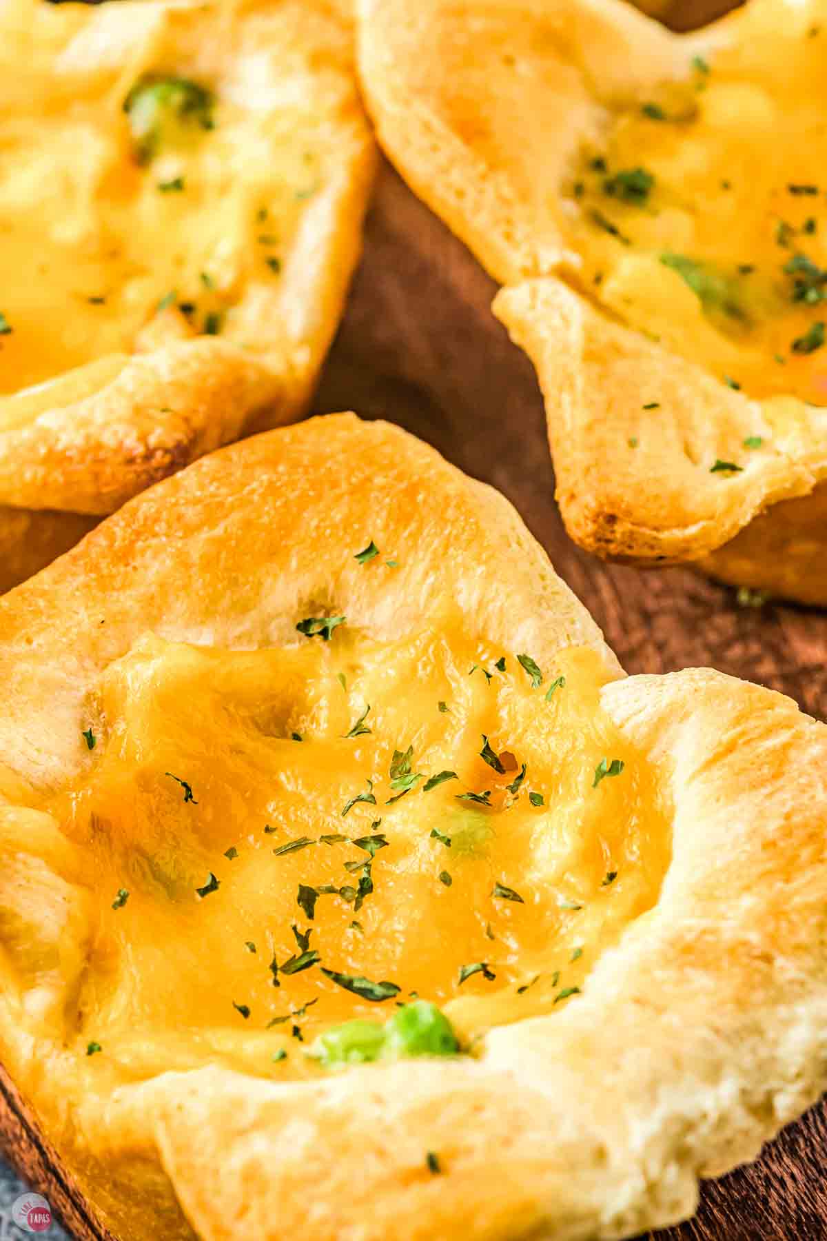close up of mini chicken pot pie