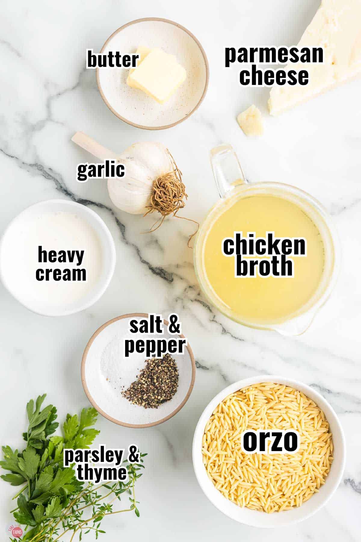 individual ingredients for a recipe with text overlay labeling them
