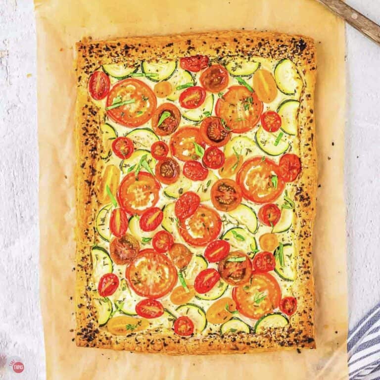 tomato tart on parchment paper
