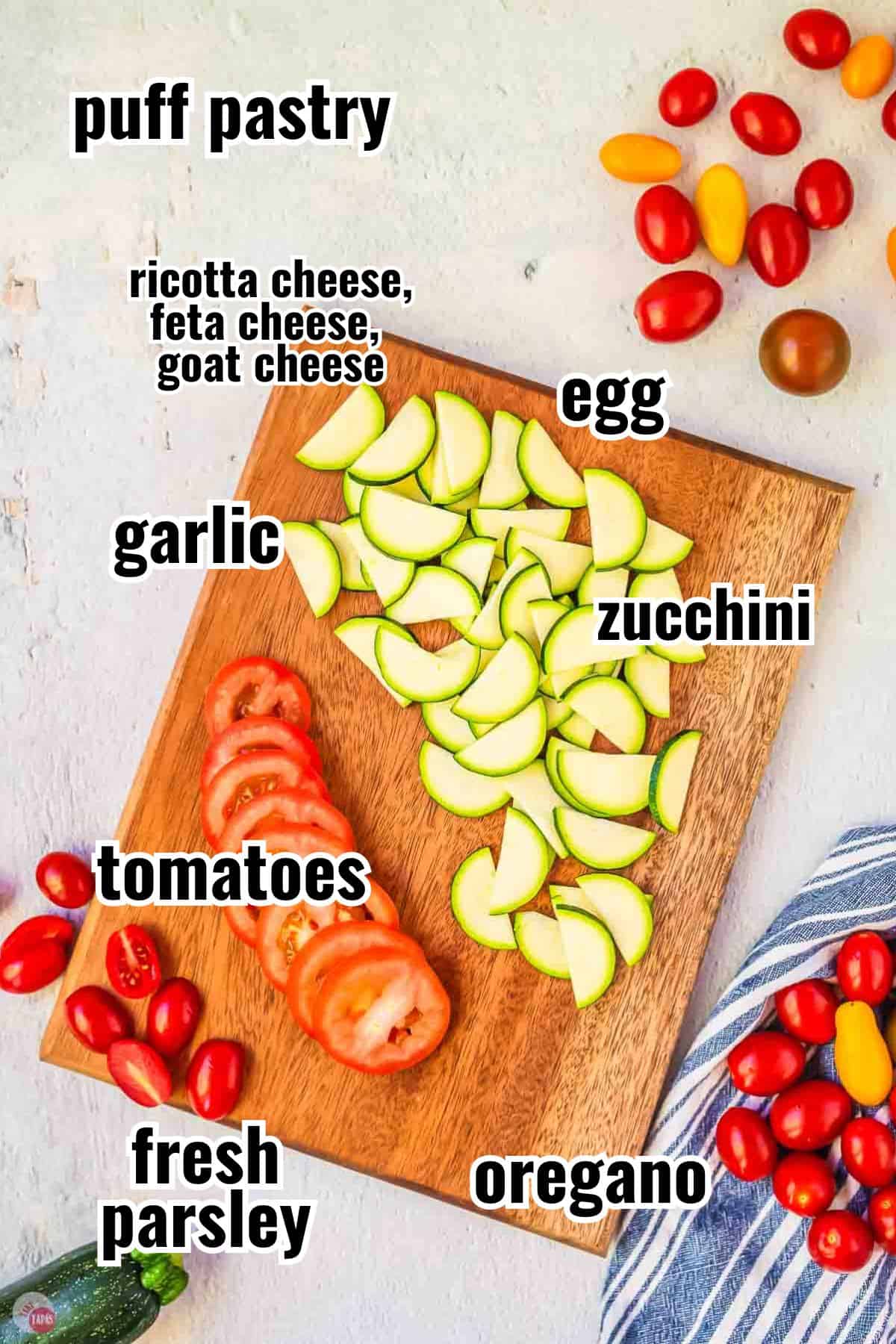individual ingredients for a recipe with text overlay labeling them