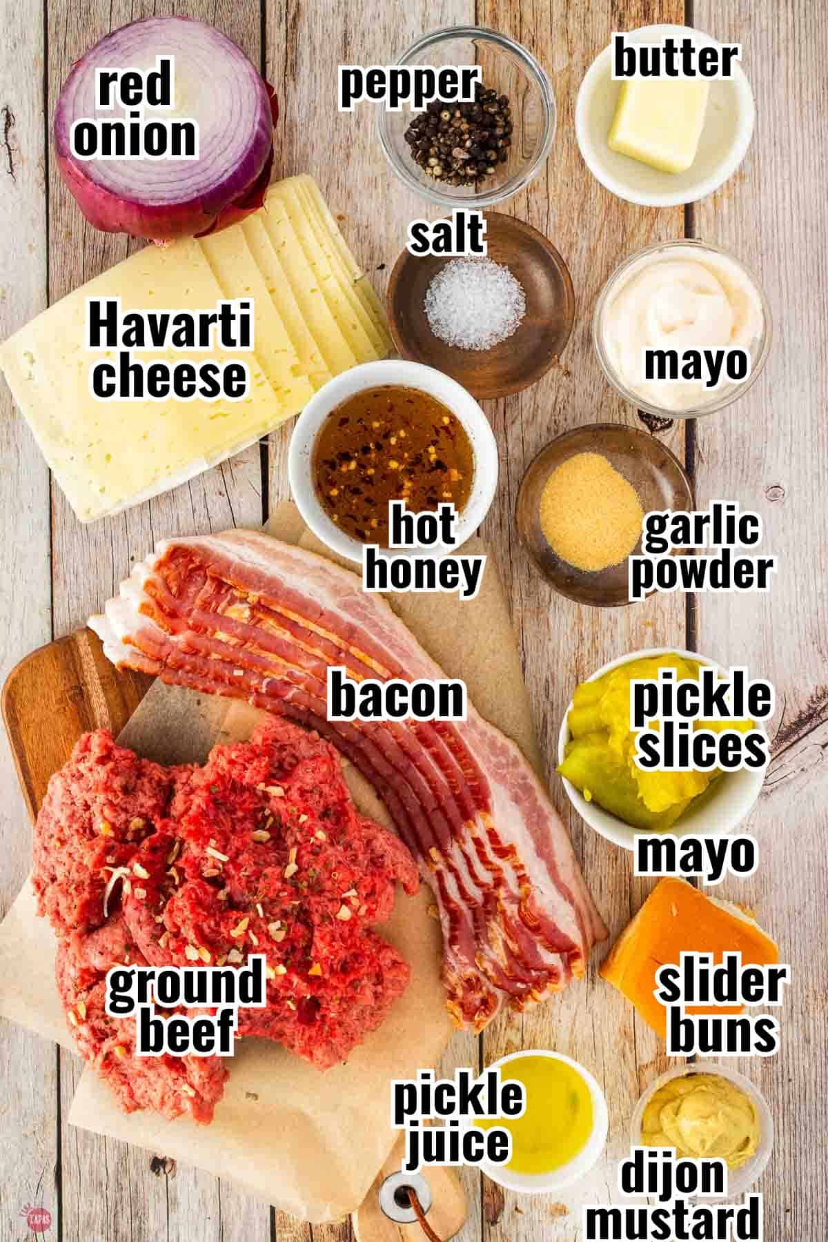 individual ingredients for a recipe with text overlay labeling them