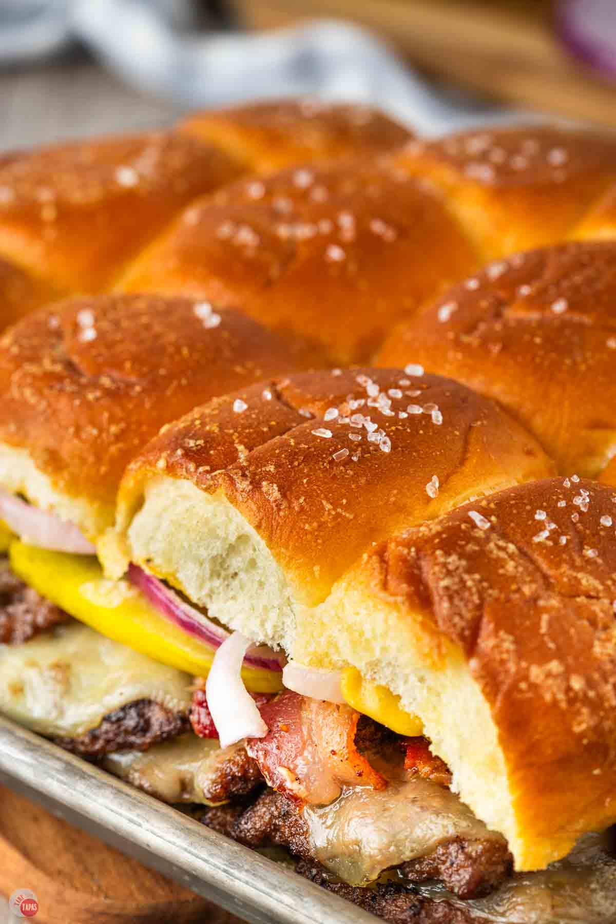 side view of burgers
