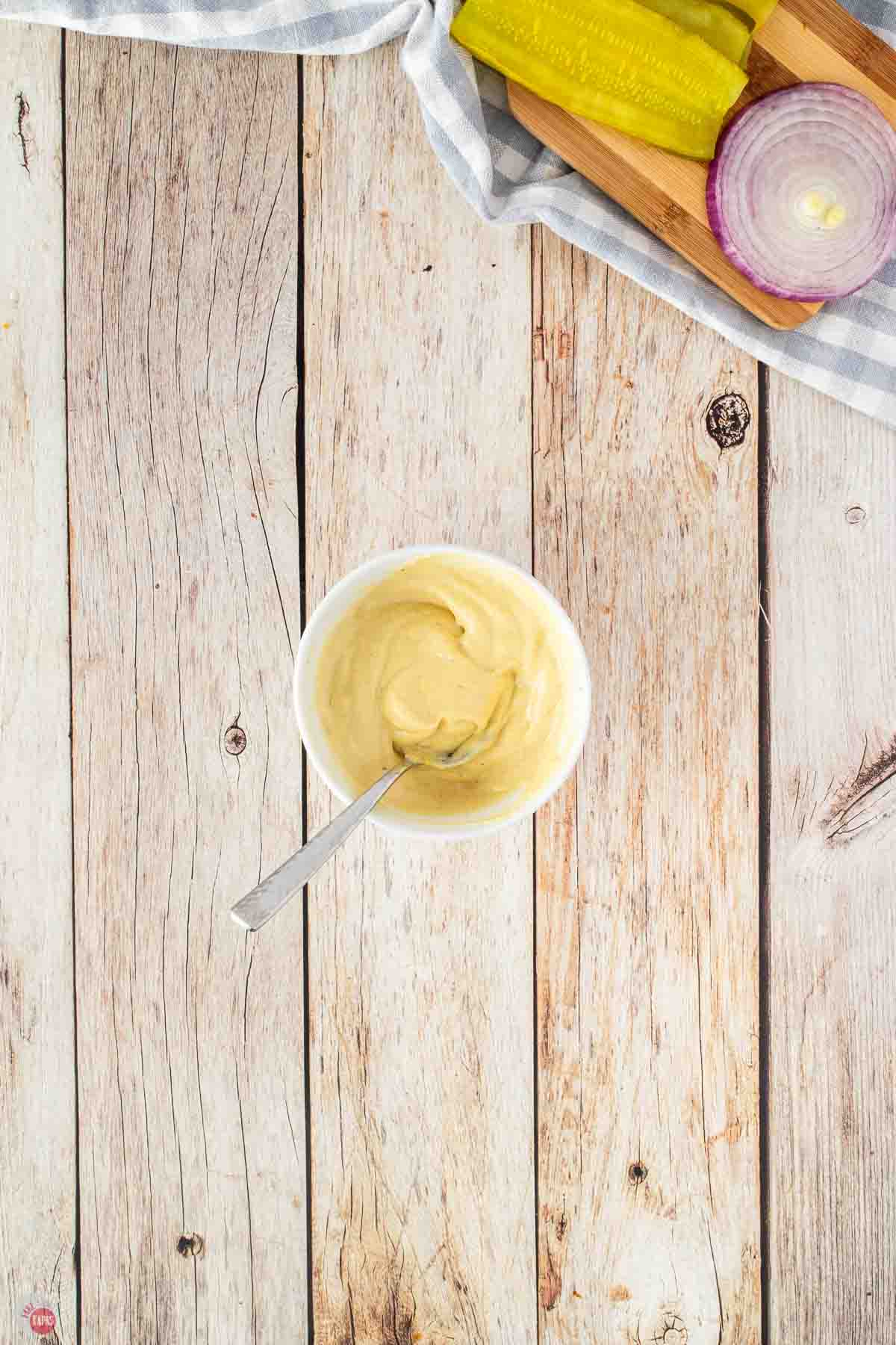 small bowl of burger sauce