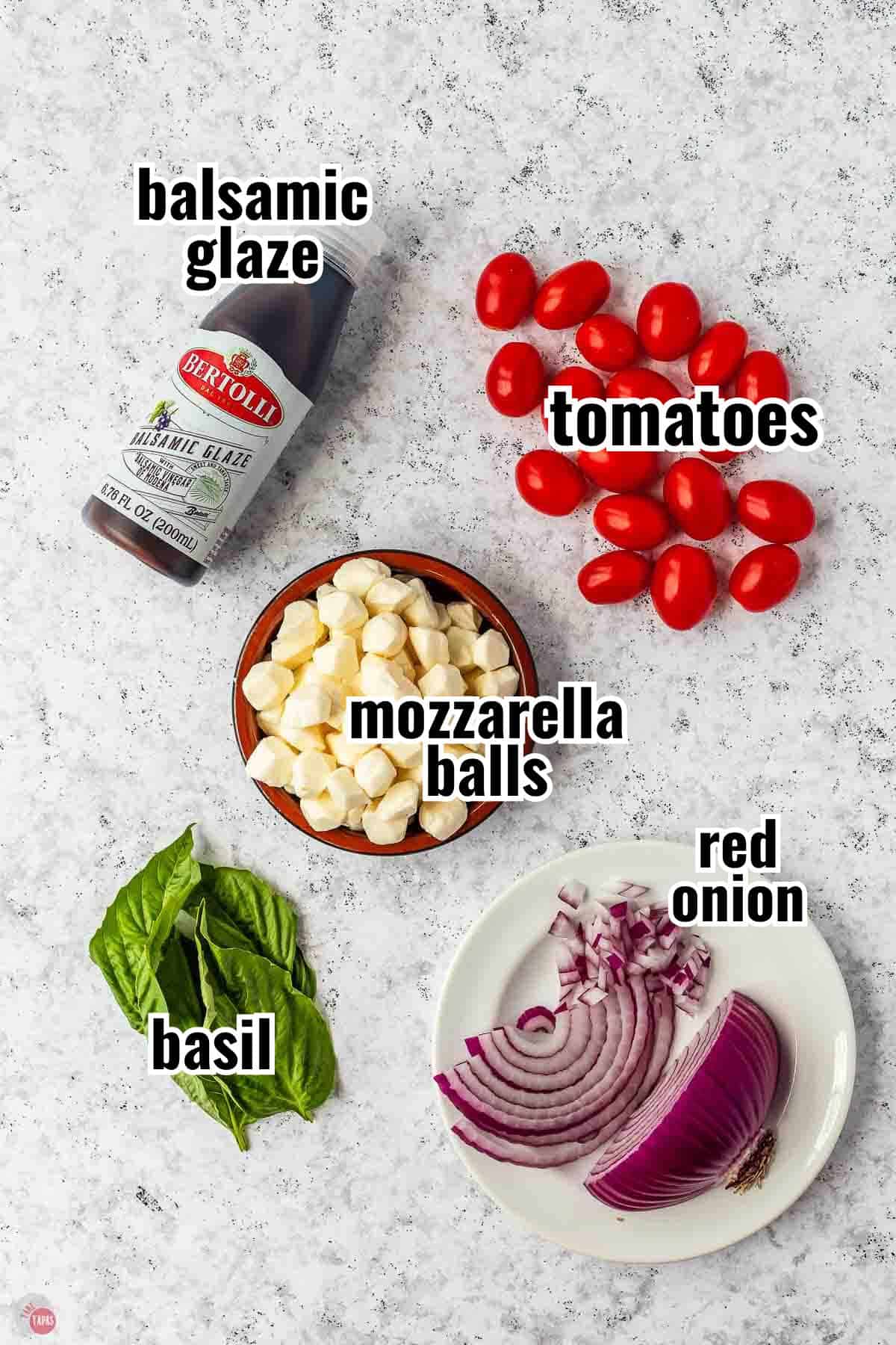 individual ingredients for a recipe with text overlay labeling them