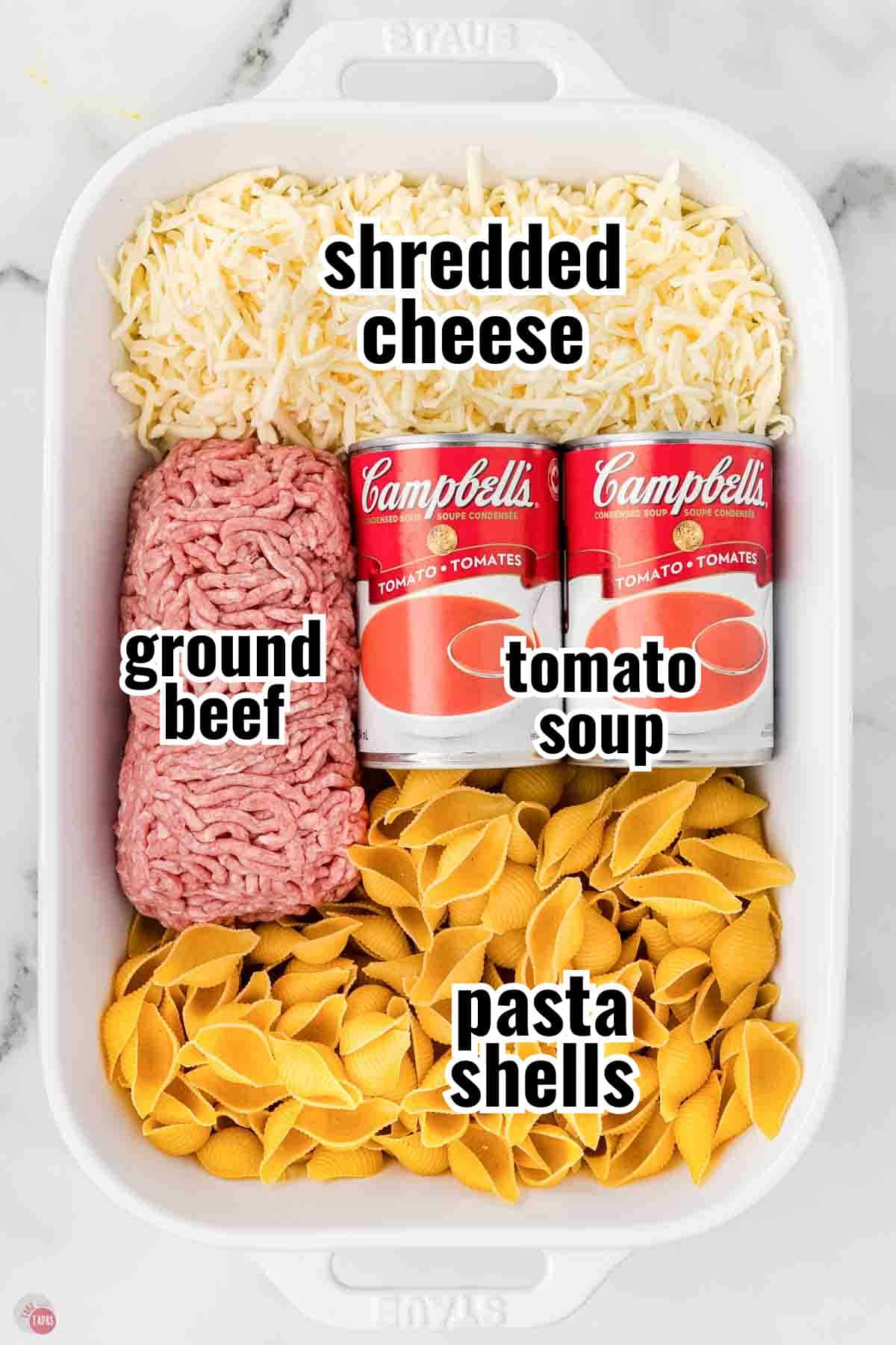 individual ingredients for a recipe with text overlay labeling them
