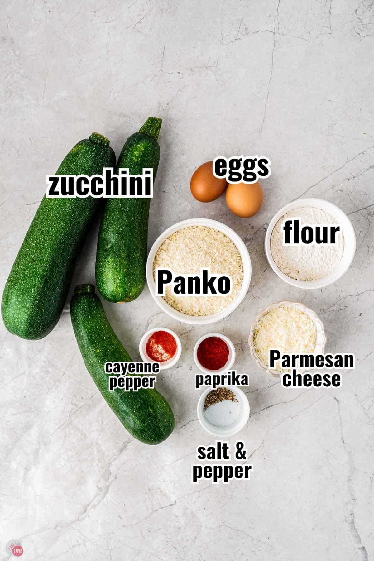 individual ingredients for a recipe with text overlay labeling them