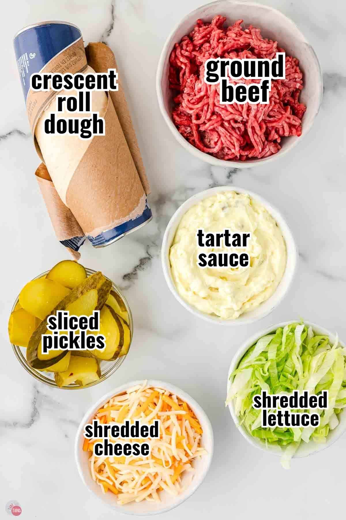 individual ingredients for a recipe with text overlay labeling them
