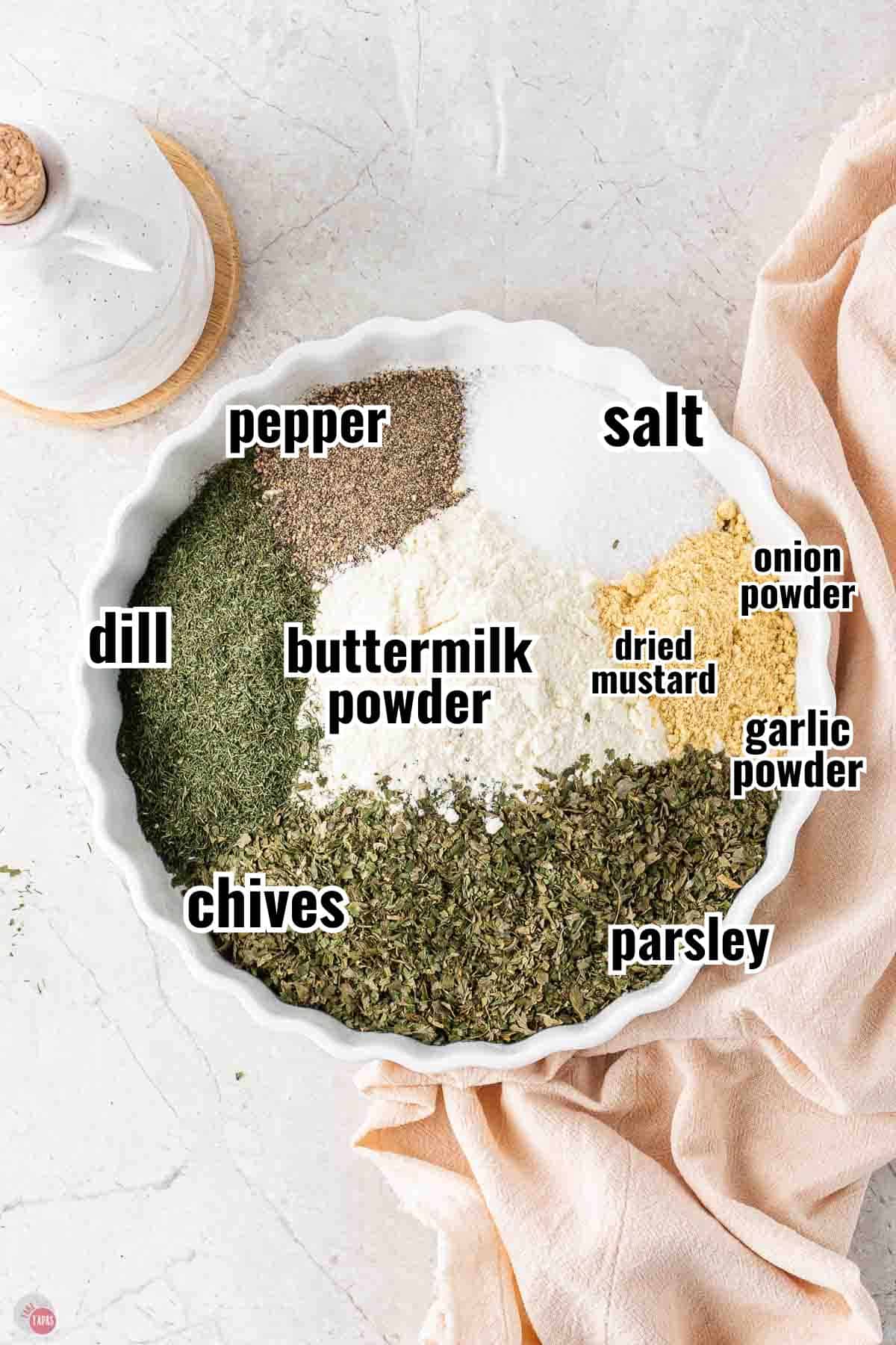 individual ingredients for a recipe with text overlay labeling them