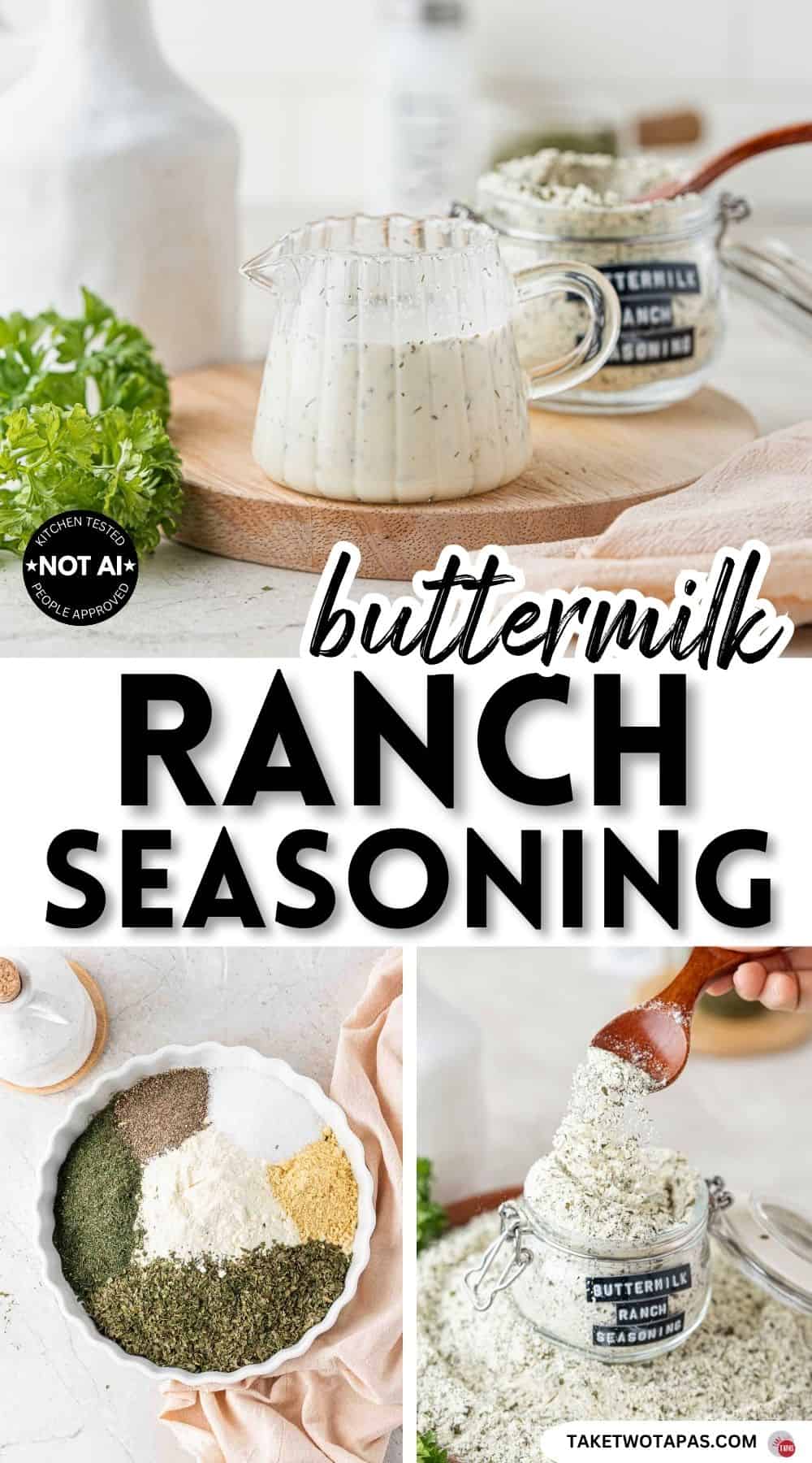 Pinterest pin image for a buttermilk ranch seasoning mix recipe