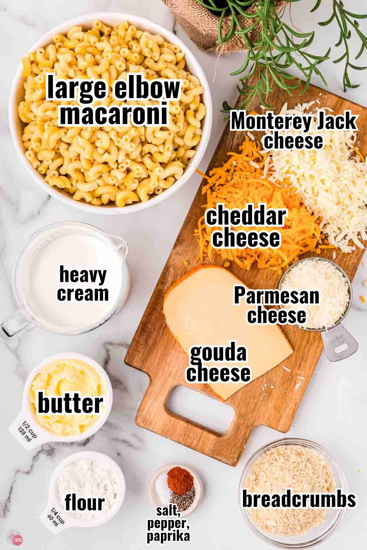 individual ingredients for a recipe with text overlay labeling them