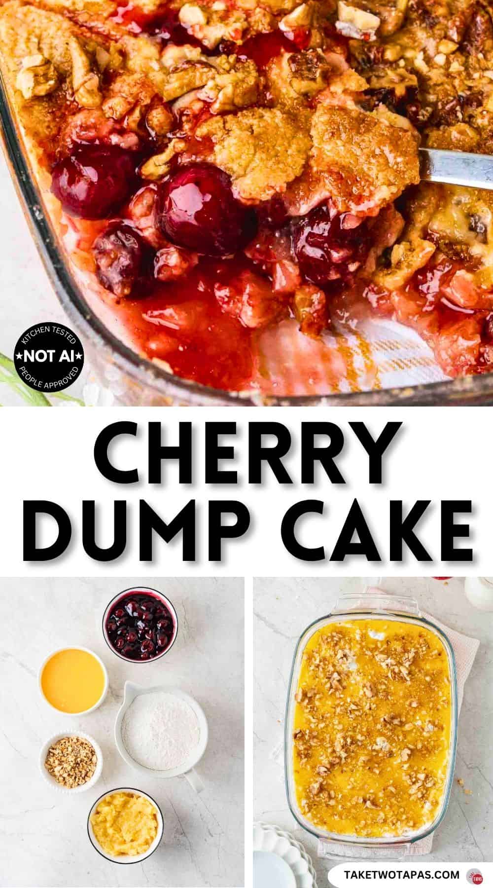 Pinterest pin image for a cherry dump cake recipe