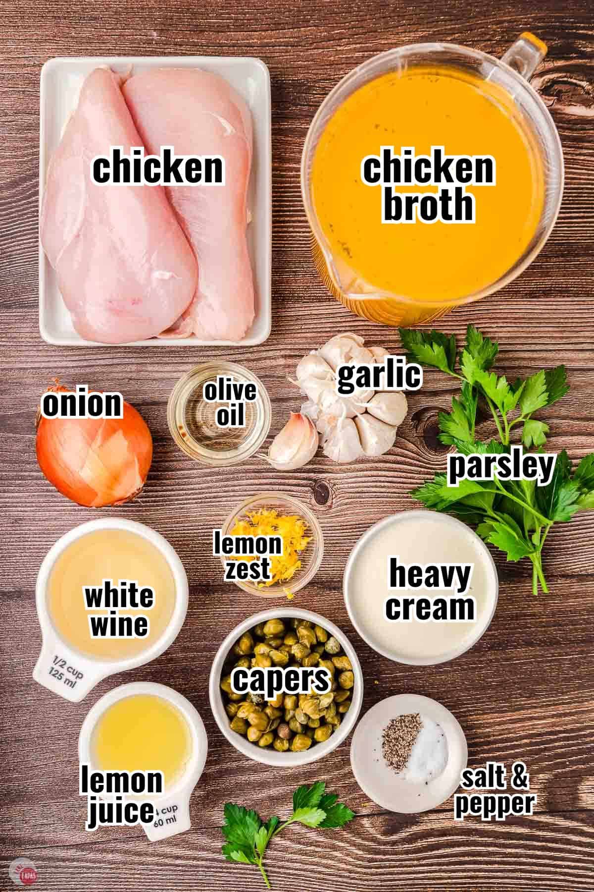 individual ingredients for a recipe with text overlay labeling them

