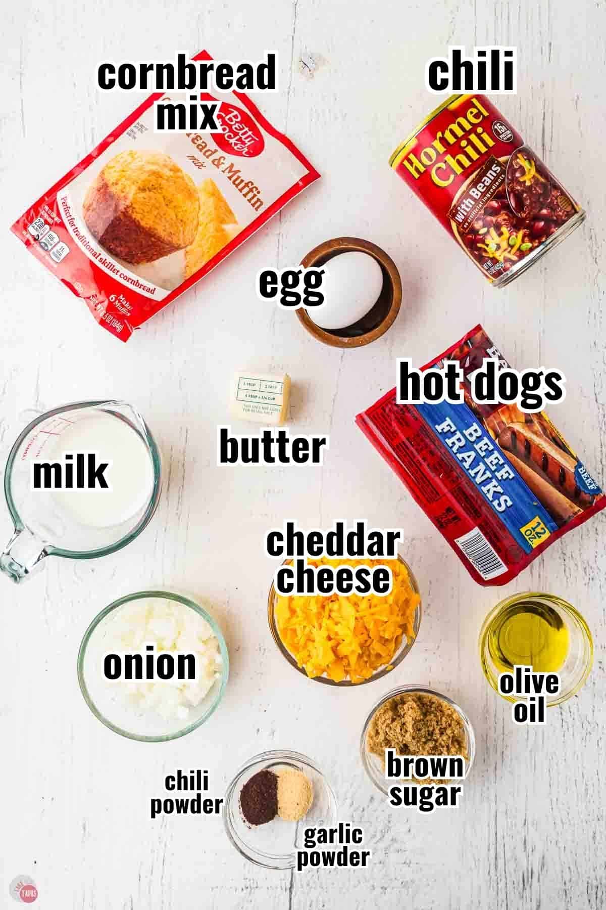 individual ingredients for a recipe with text overlay labeling them