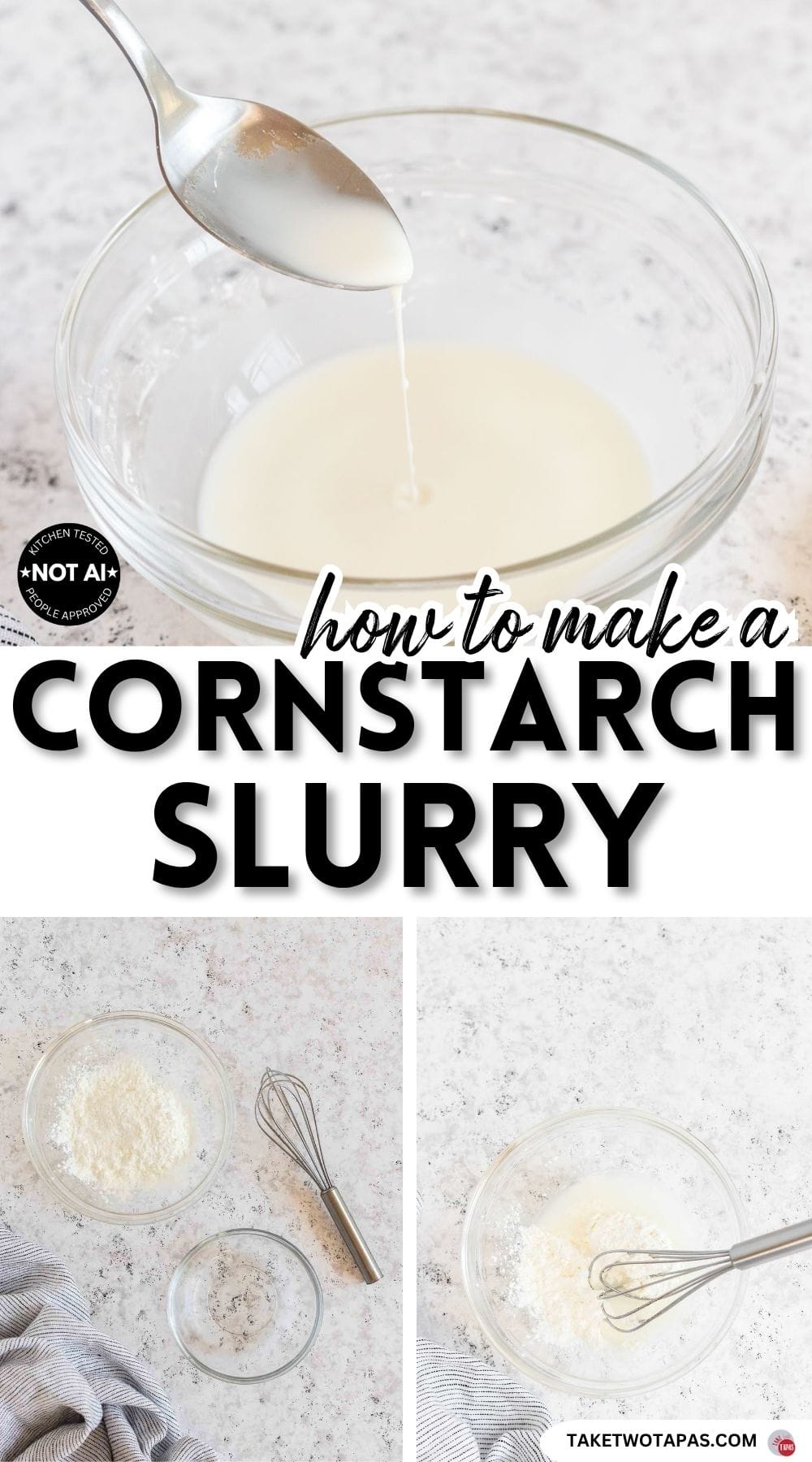 Pinterest pin image for a recipe for a cornstarch slurry