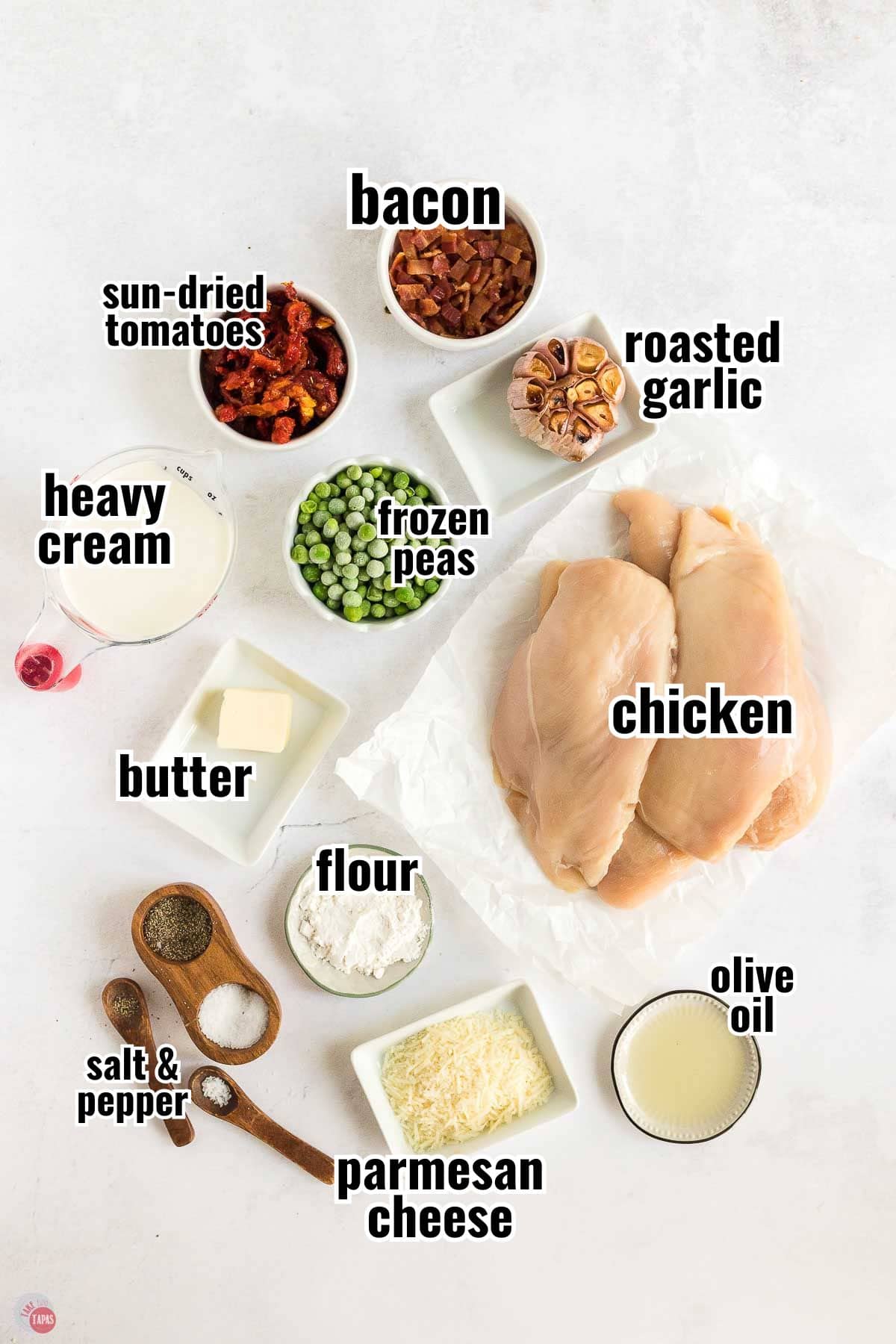 individual ingredients for a recipe with text overlay labeling them
