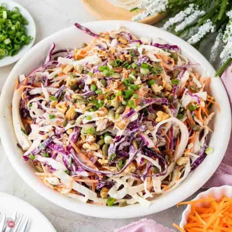 bowl of shredded coleslaw