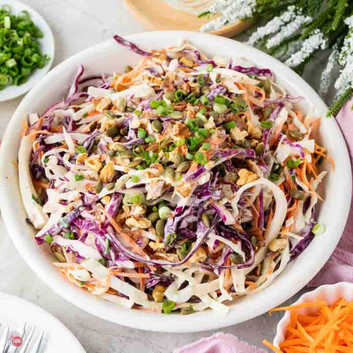 bowl of shredded coleslaw