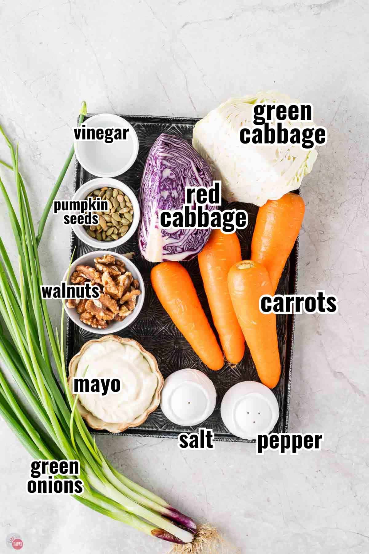 individual ingredients for a recipe with text overlay labeling them